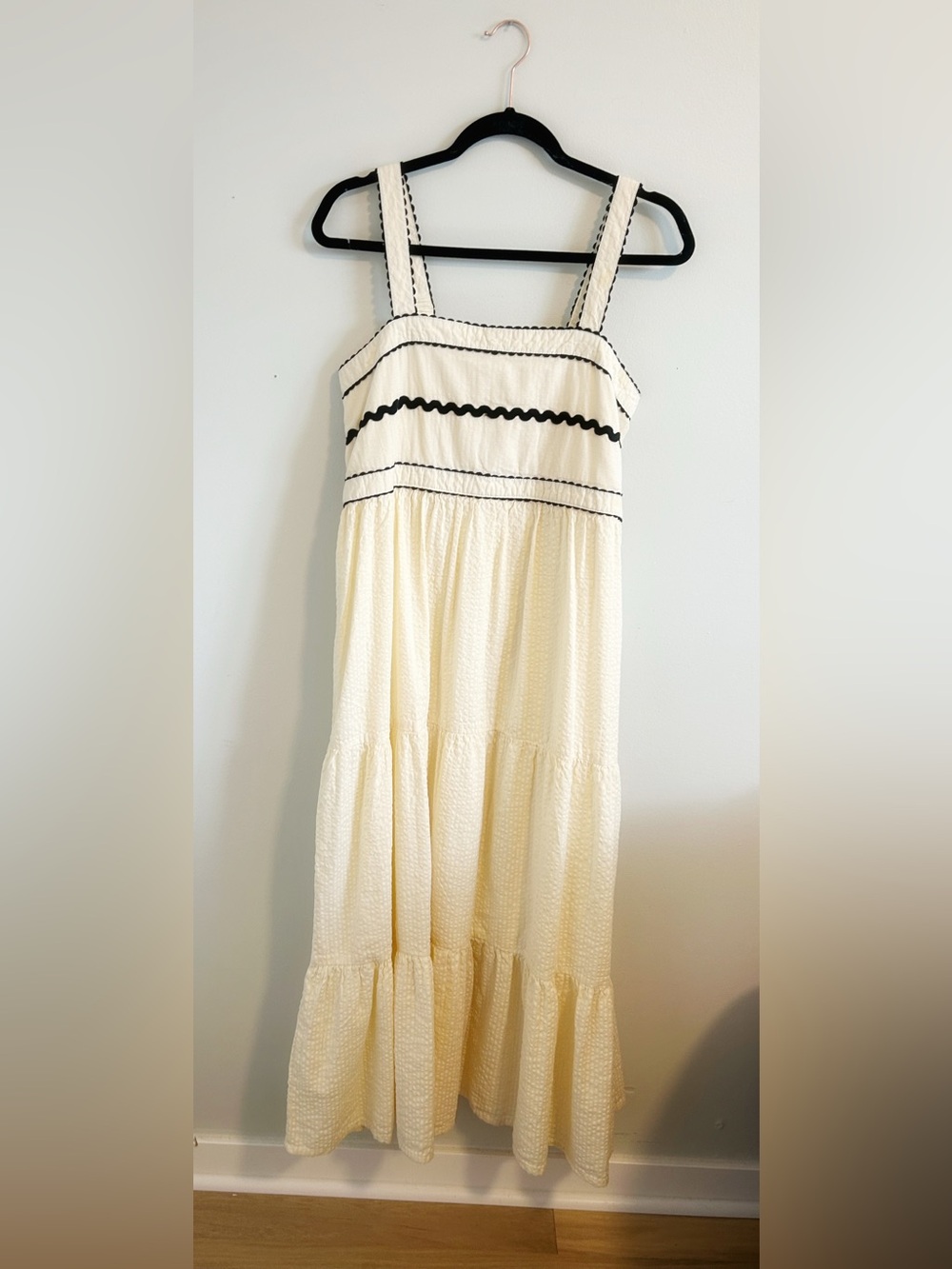 NWT Japna Cream Maxi Dress with Black Trim